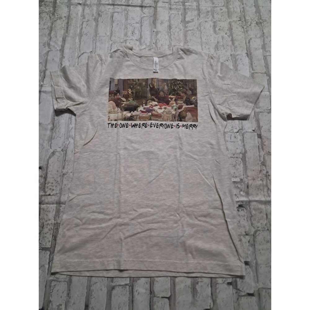 Bella Canvas Women's Medium T-Shirt Heathered Gray Friends Christmas Holidays